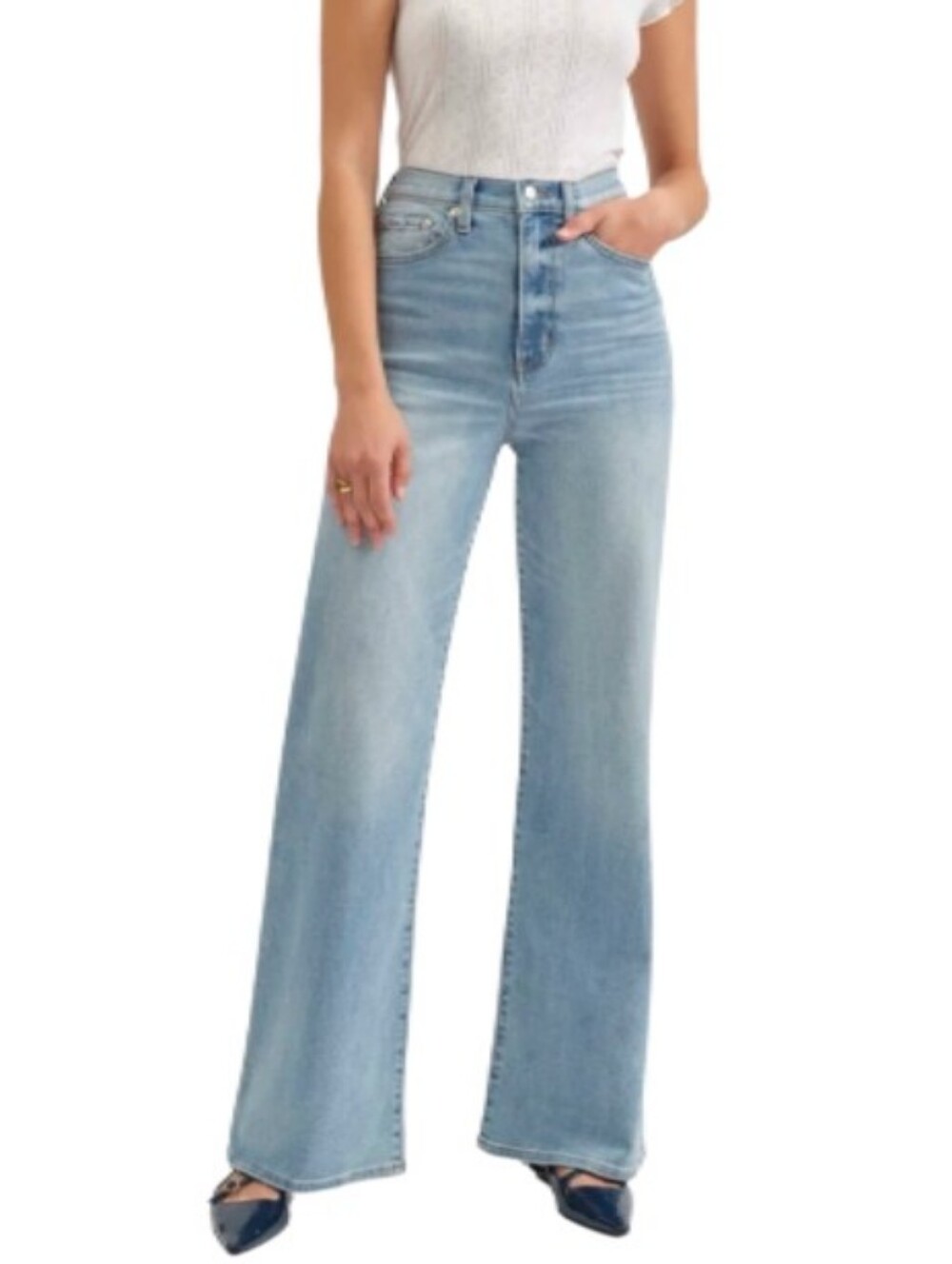 NWOT DAZE Denim High-Rise Wide-Leg Jeans — Light Blue